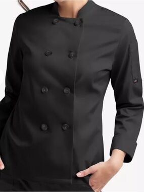 Black Double-Breasted Chef Jacket Blazer